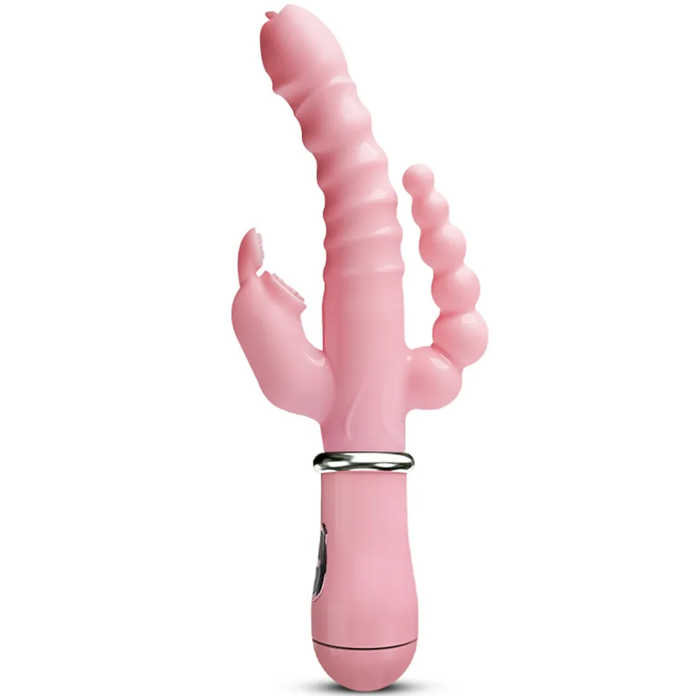 3 In 1 Dildo Rabbit Vibrator Waterproof USB Rechargeable Anal Clit Vibrator Sex Toys for Women