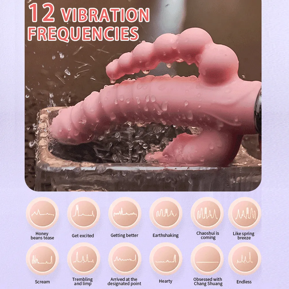 3 In 1 Dildo Rabbit Vibrator Waterproof USB Rechargeable Anal Clit Vibrator Sex Toys for Women