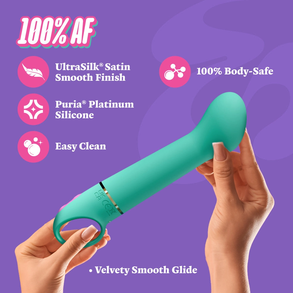 Aria by Blush® | Flirty AF 7 Inch Silicone Vibrator – Rechargeable Clitoral & G-Spot Stimulator – In Teal