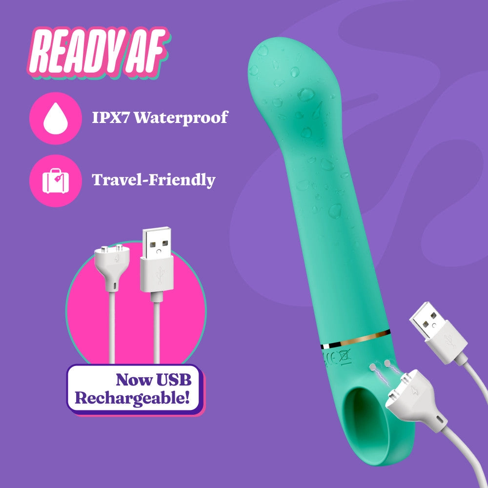 Aria by Blush® | Flirty AF 7 Inch Silicone Vibrator – Rechargeable Clitoral & G-Spot Stimulator – In Teal