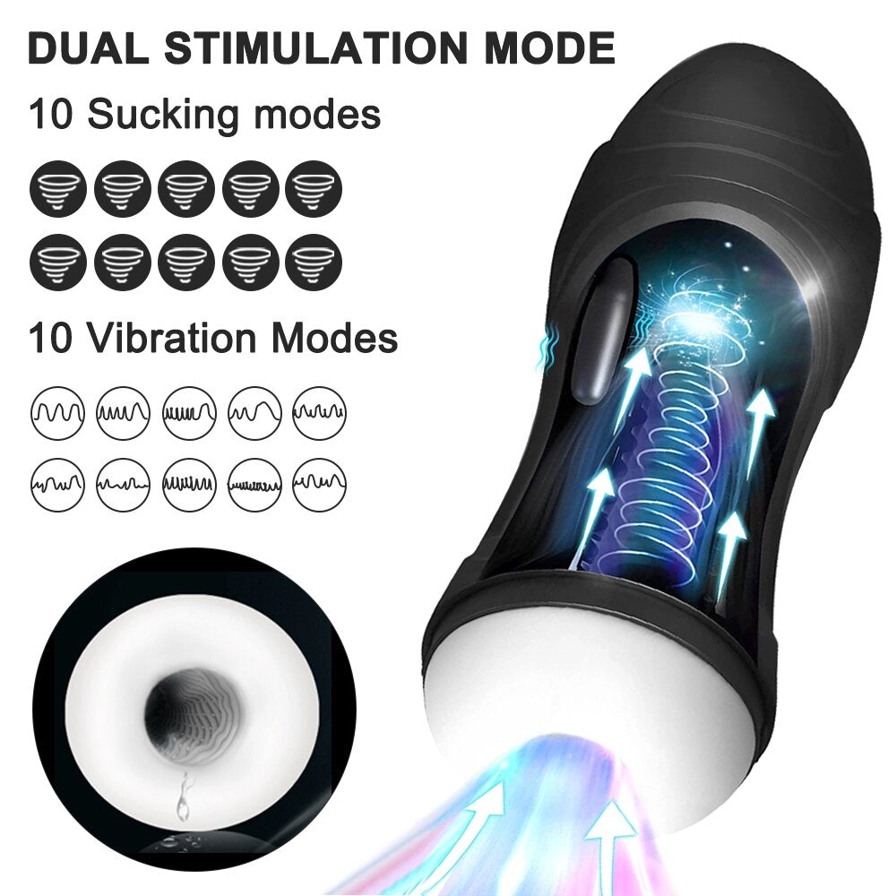Automatic Male Sucking Masturbator Vibrator Vagina Oral Blowjob Pussy Vacuum Masturbation Cup Sex Toys for Men