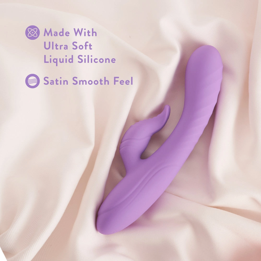 Blush Evelyn 8 Inch Rabbit With Dual Vibration Points In Purple -  10 Powerful RumboTech™ Modes Made With Ultra-Soft Liquid Silicone.