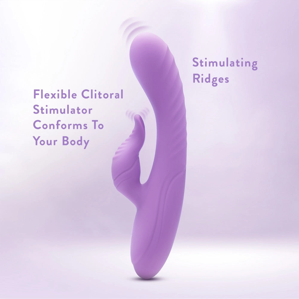 Blush Evelyn 8 Inch Rabbit With Dual Vibration Points In Purple -  10 Powerful RumboTech™ Modes Made With Ultra-Soft Liquid Silicone.