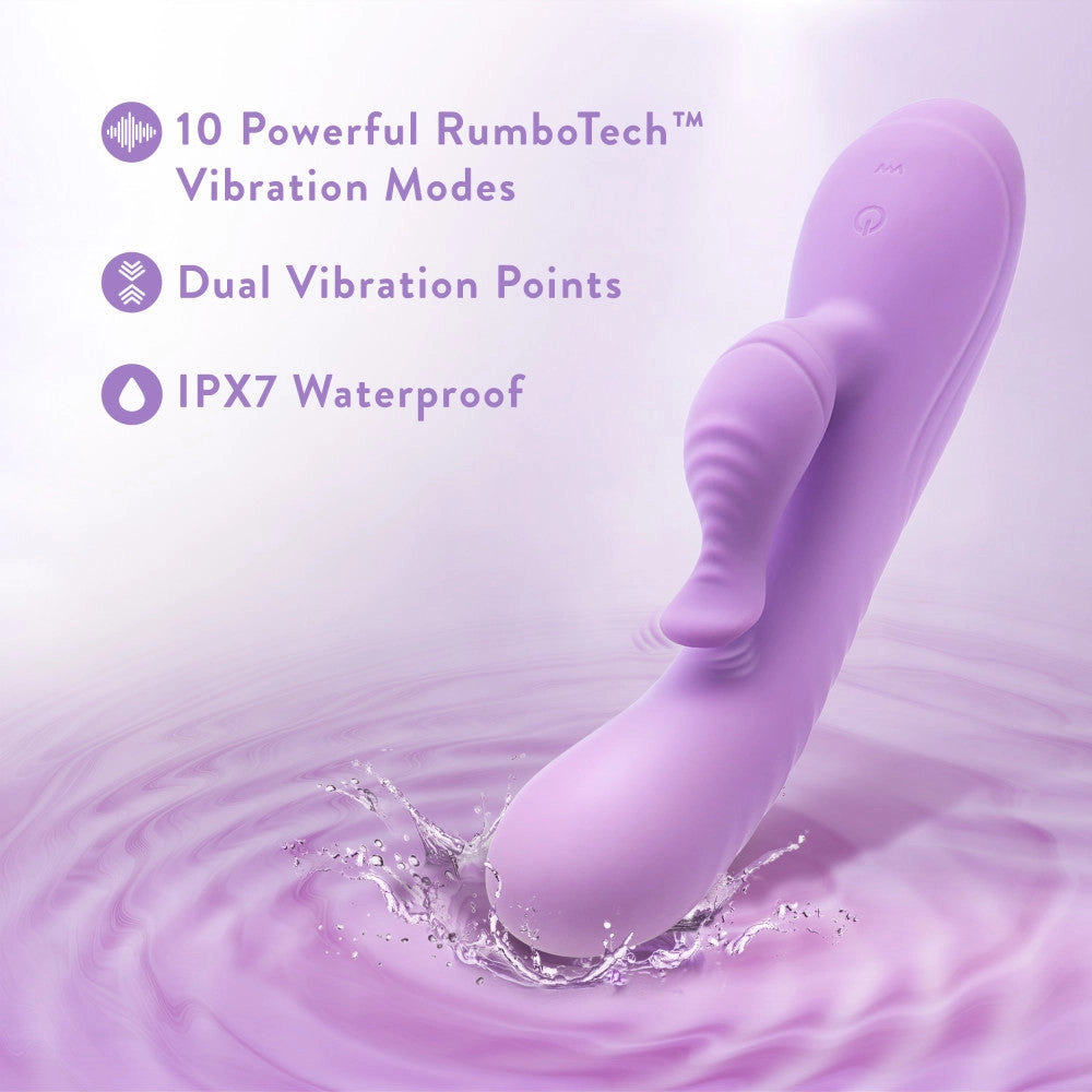 Blush Evelyn 8 Inch Rabbit With Dual Vibration Points In Purple -  10 Powerful RumboTech™ Modes Made With Ultra-Soft Liquid Silicone.