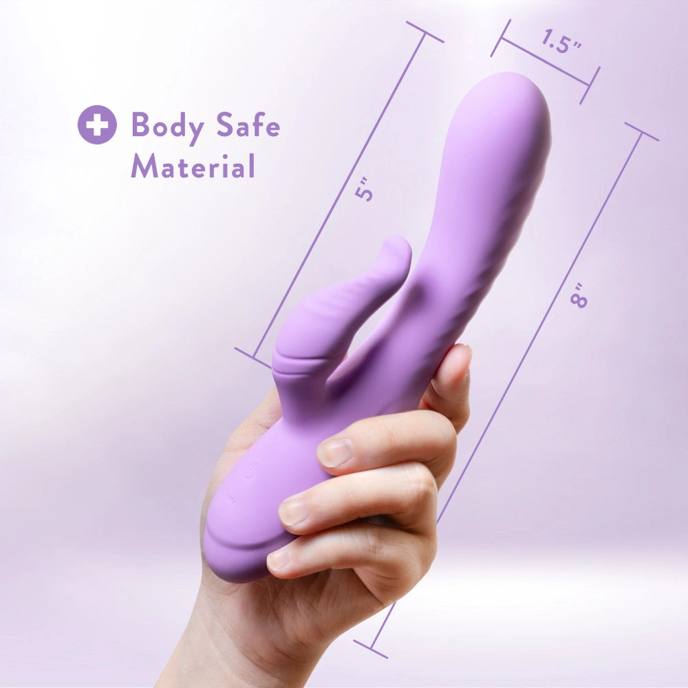 Blush Evelyn 8 Inch Rabbit With Dual Vibration Points In Purple -  10 Powerful RumboTech™ Modes Made With Ultra-Soft Liquid Silicone.