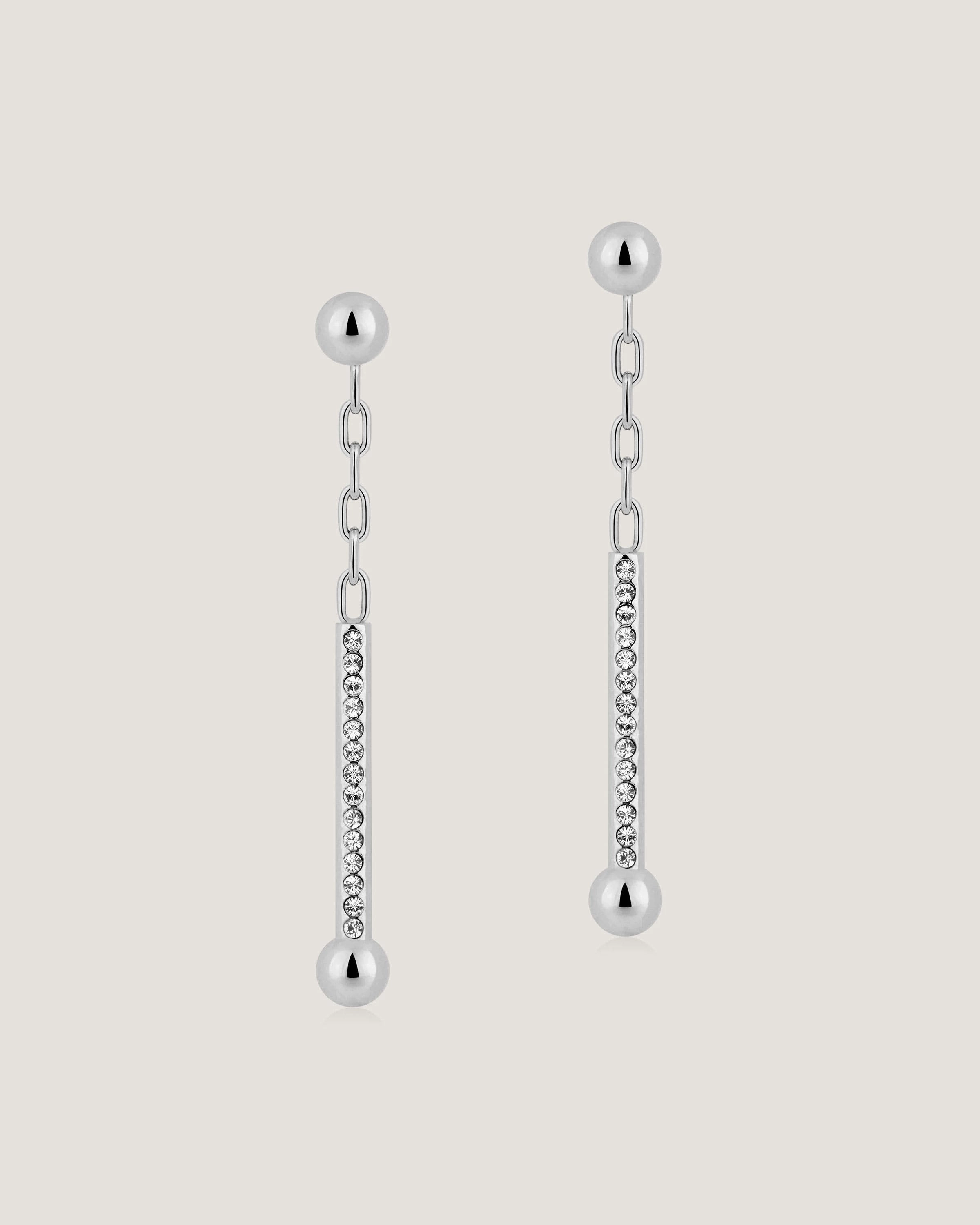 Crystal Music Drop Earrings - Silver