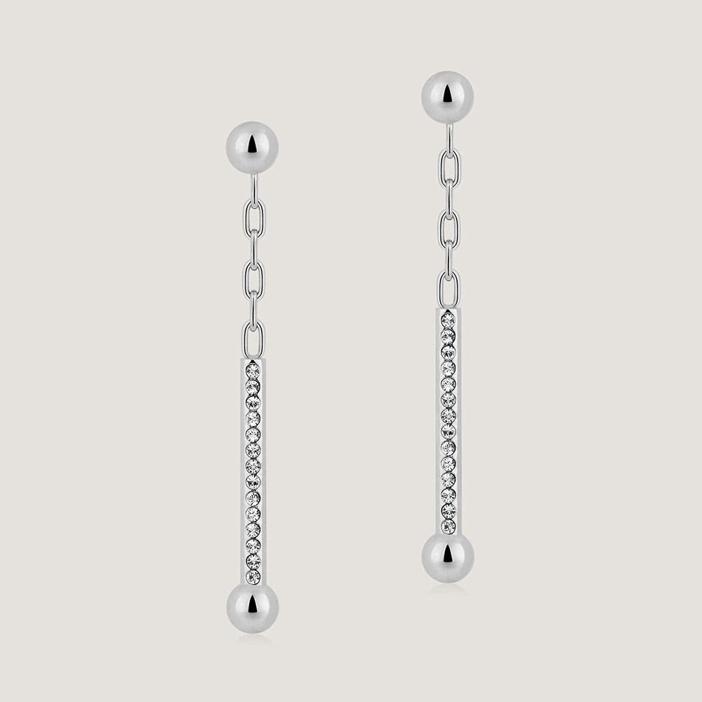 Crystal Music Drop Earrings - Silver