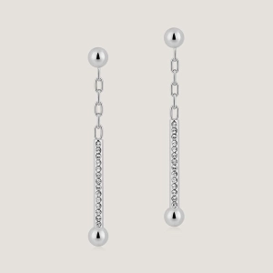 Crystal Music Drop Earrings - Silver