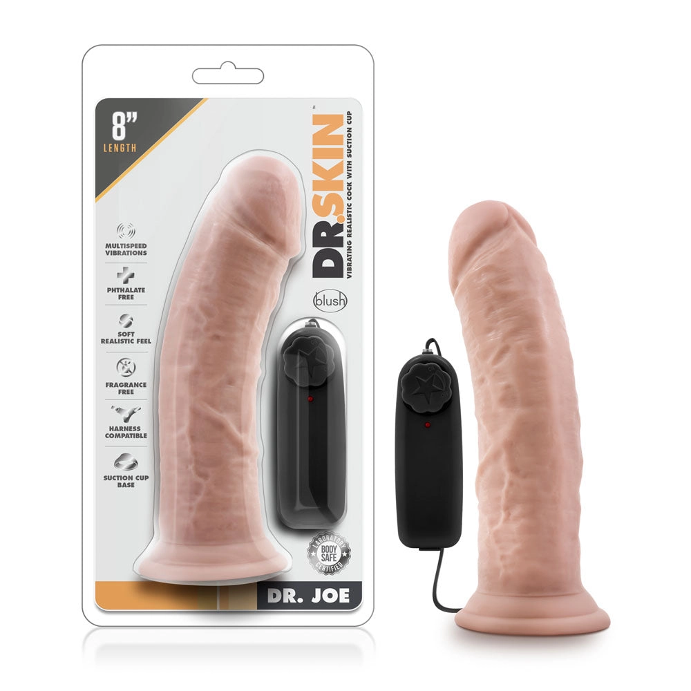 Dr. Joe 8-Inch Vibrating Suction Cup Dildo with Adjustable Speeds