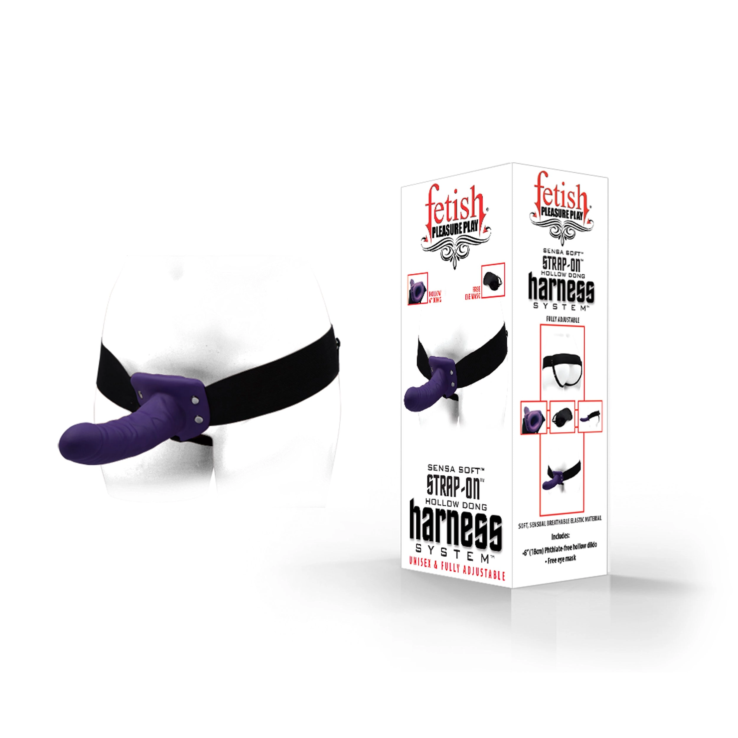 Fetish Pleasure Play Strap-On Harness System w/6" Dong - Purple