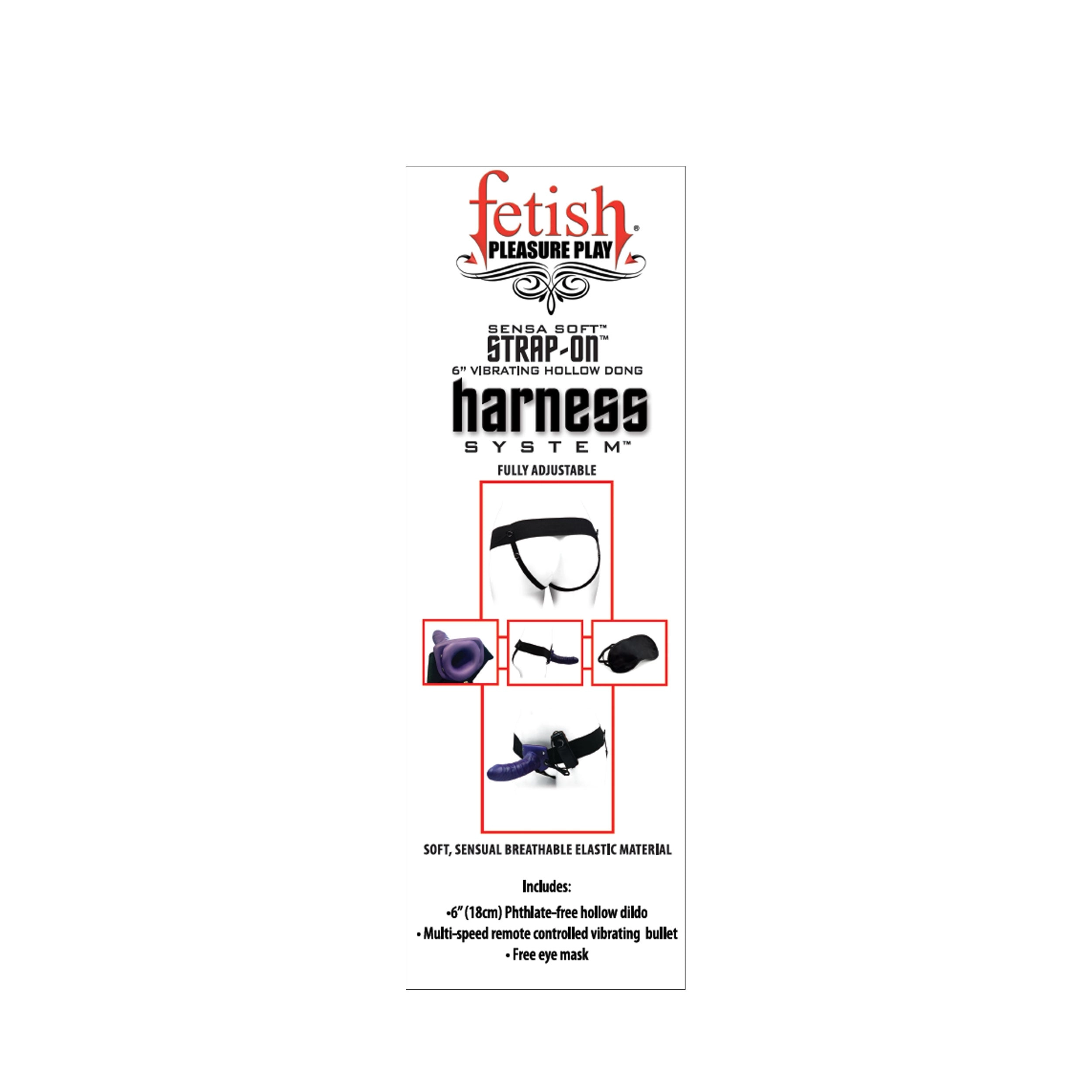 Fetish Pleasure Play Strap-On Harness System w/6" Dong - Purple