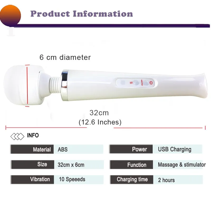Huge Magic Wand Vibrators for Women USB Charge Big AV Stick Female G Spot Massager Clitoris Stimulator