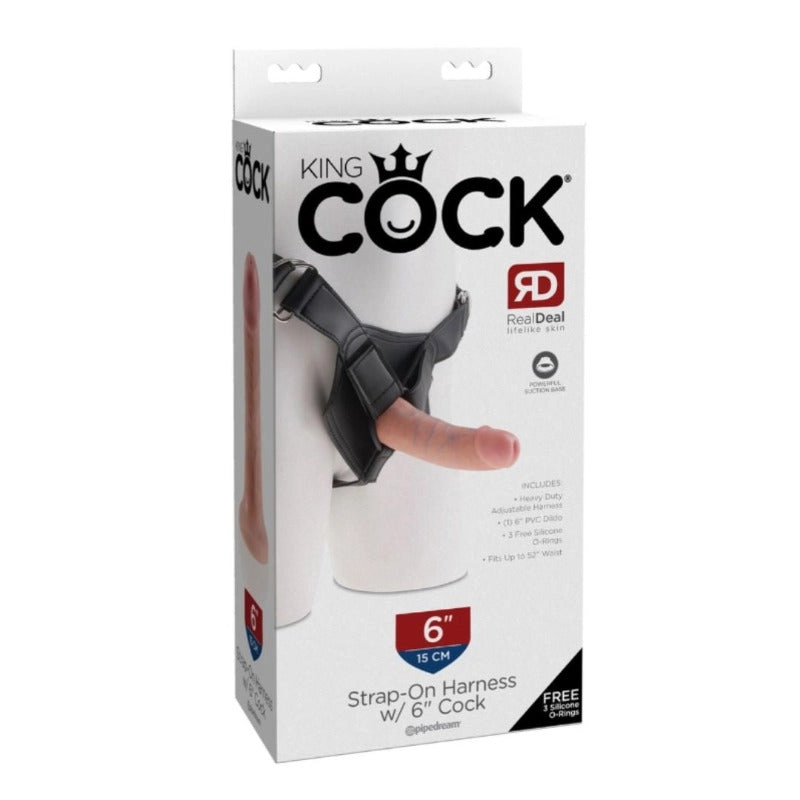 King Cock Strap-On Harness & 6 Real Feel Dildo