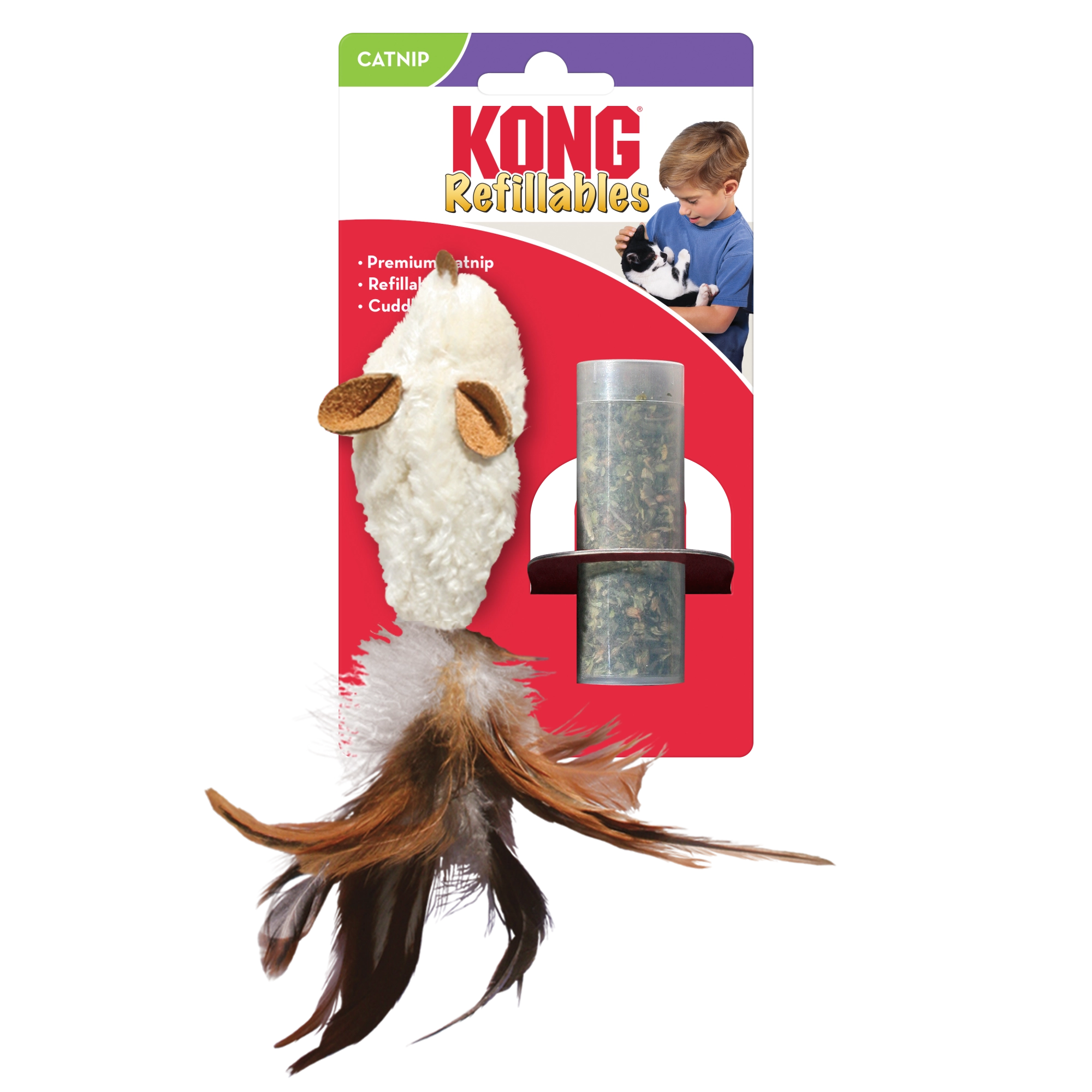 KONG Refillables Feather Mouse Cat Toy
