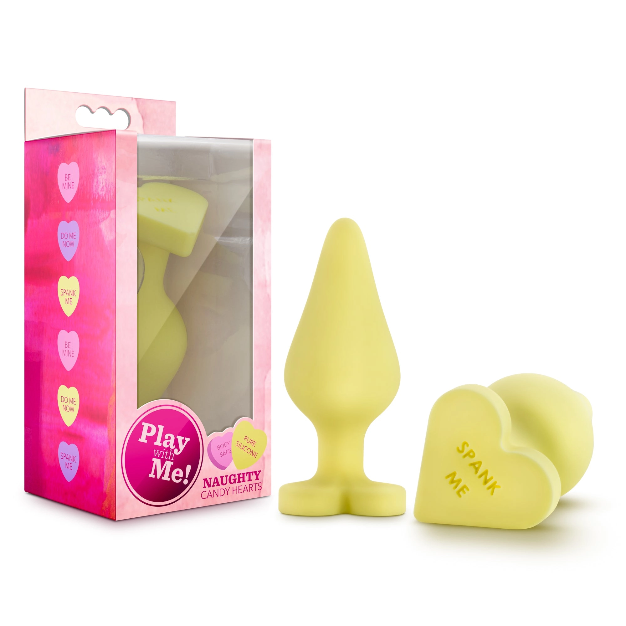 Naughty Candy Heart Buttplug Spank Me in Yellow