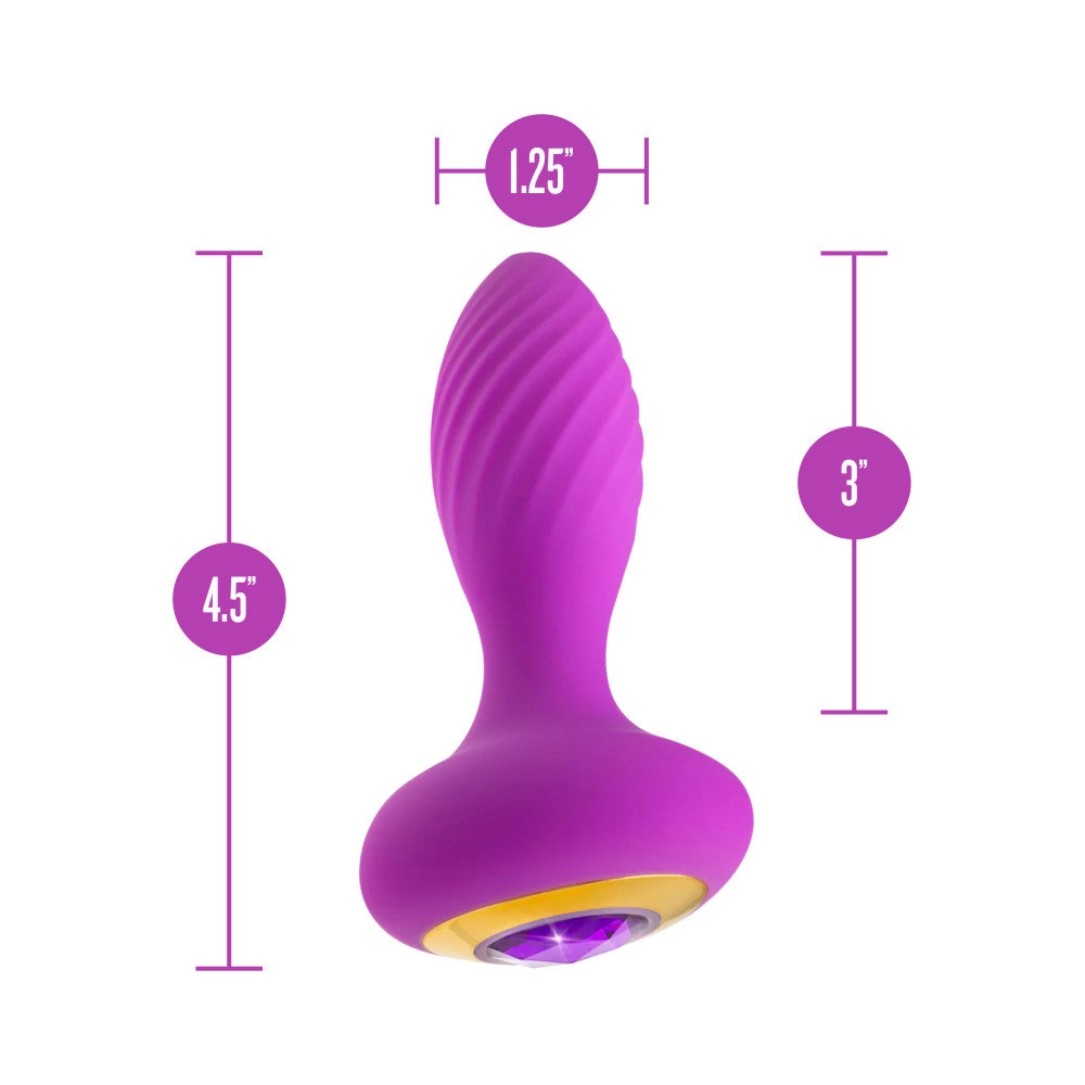 Oh My Gem By Blush® | Charm 4.5 Inch Vibrating Anal Plug Massager With Stayput™ Design & Amethyst Gem Base – In Purple