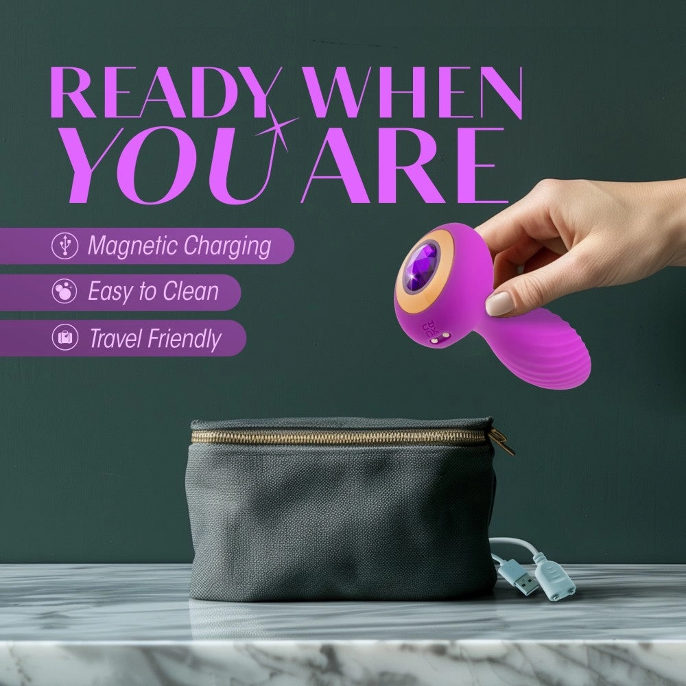 Oh My Gem By Blush® | Charm 4.5 Inch Vibrating Anal Plug Massager With Stayput™ Design & Amethyst Gem Base – In Purple
