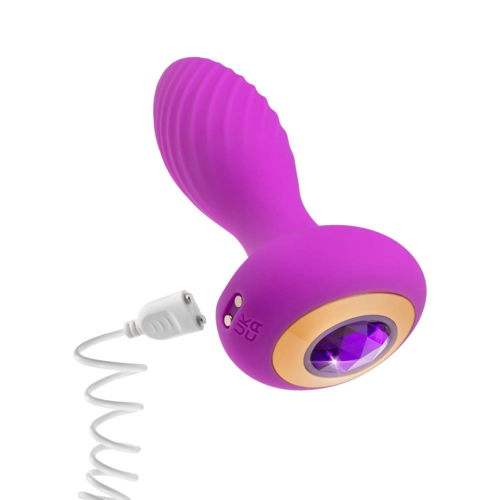 Oh My Gem By Blush® | Charm 4.5 Inch Vibrating Anal Plug Massager With Stayput™ Design & Amethyst Gem Base – In Purple