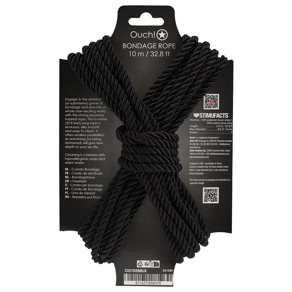 Ouch! 32.8'/10m Bondage Rope in Black