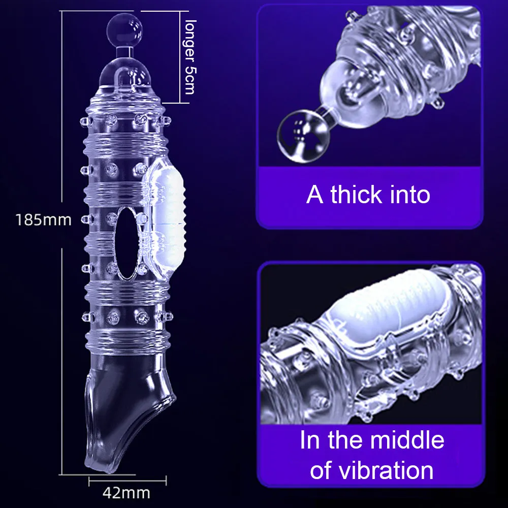 Penis Sleeve Extensions Condom Male Enlargement Delay Vibrators Clits Massager Cock Ring Vibrating Penis Cover
