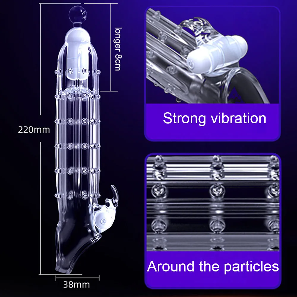 Penis Sleeve Extensions Condom Male Enlargement Delay Vibrators Clits Massager Cock Ring Vibrating Penis Cover