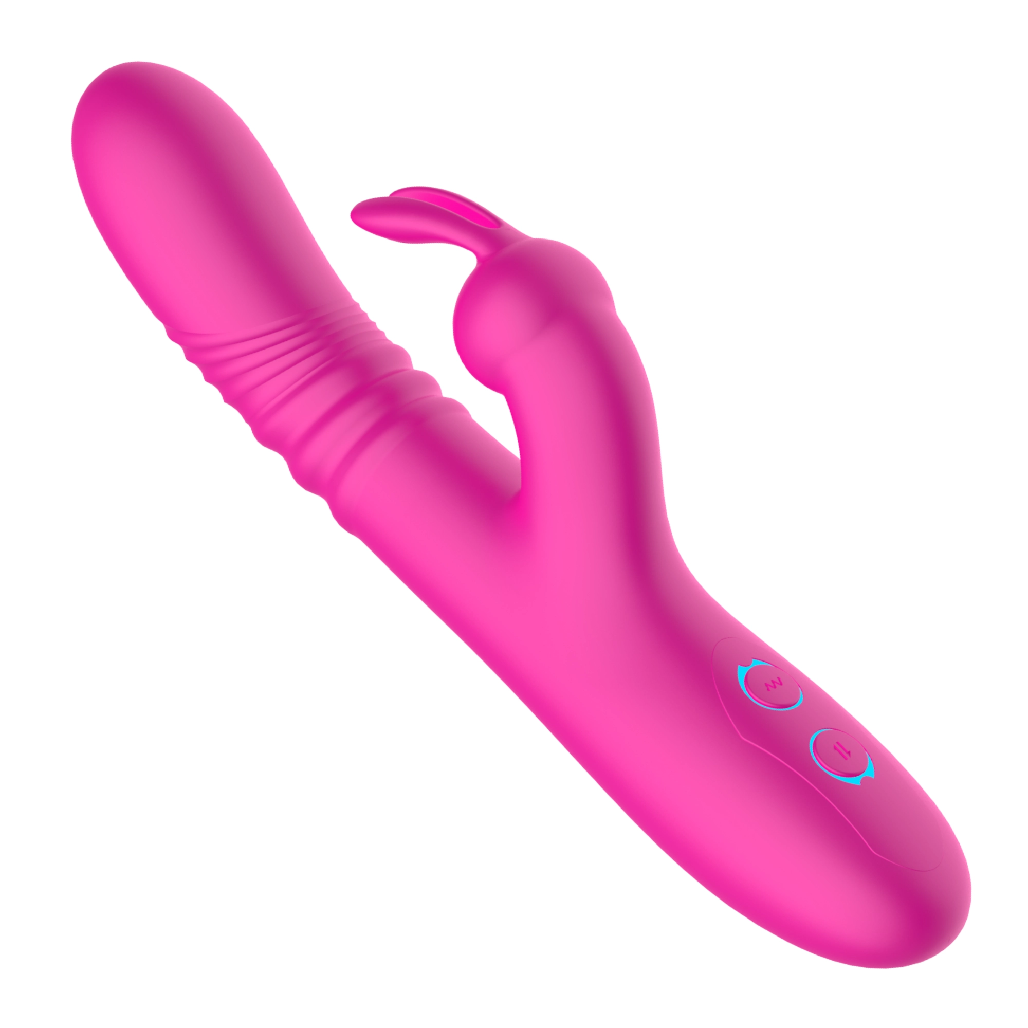 Pink Silicone Rippled Thrusting Rabbit