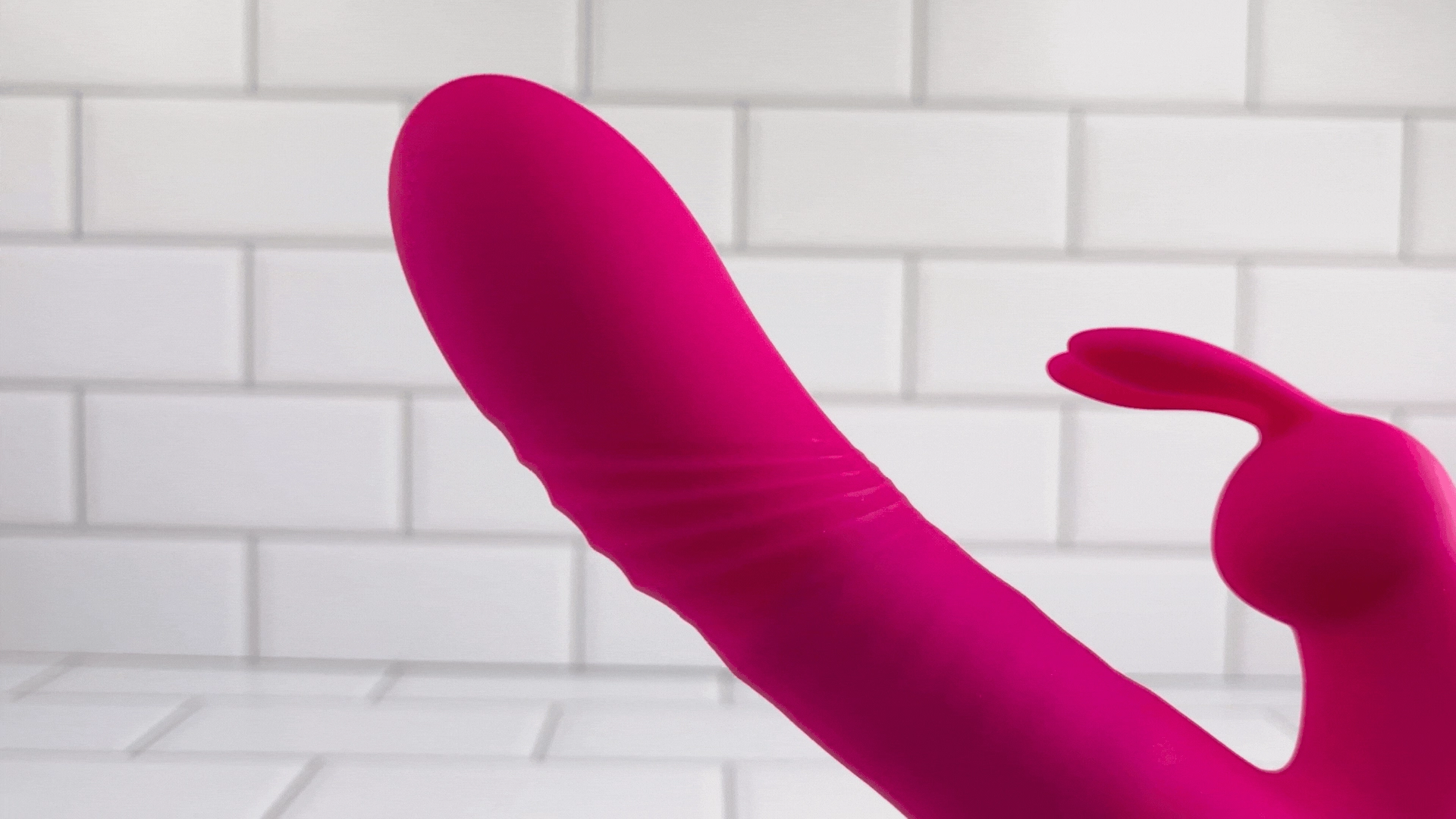 Pink Silicone Rippled Thrusting Rabbit