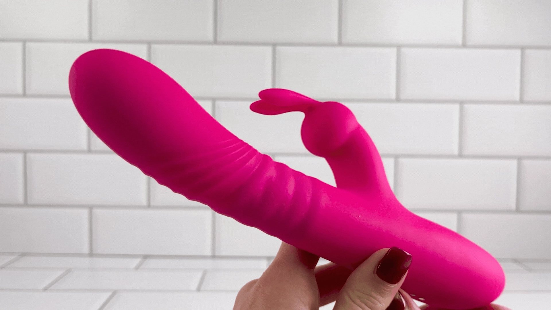 Pink Silicone Rippled Thrusting Rabbit