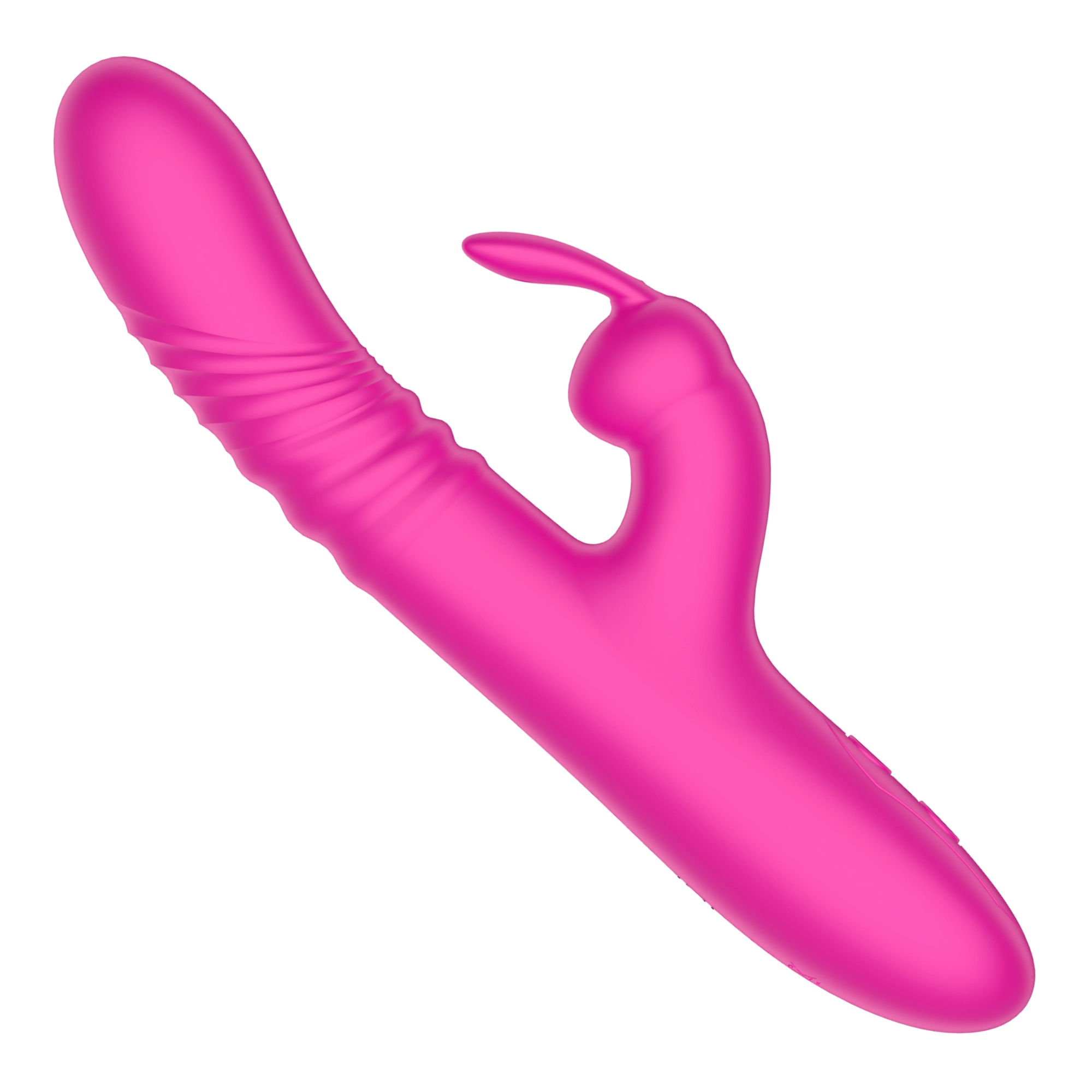 Pink Silicone Rippled Thrusting Rabbit