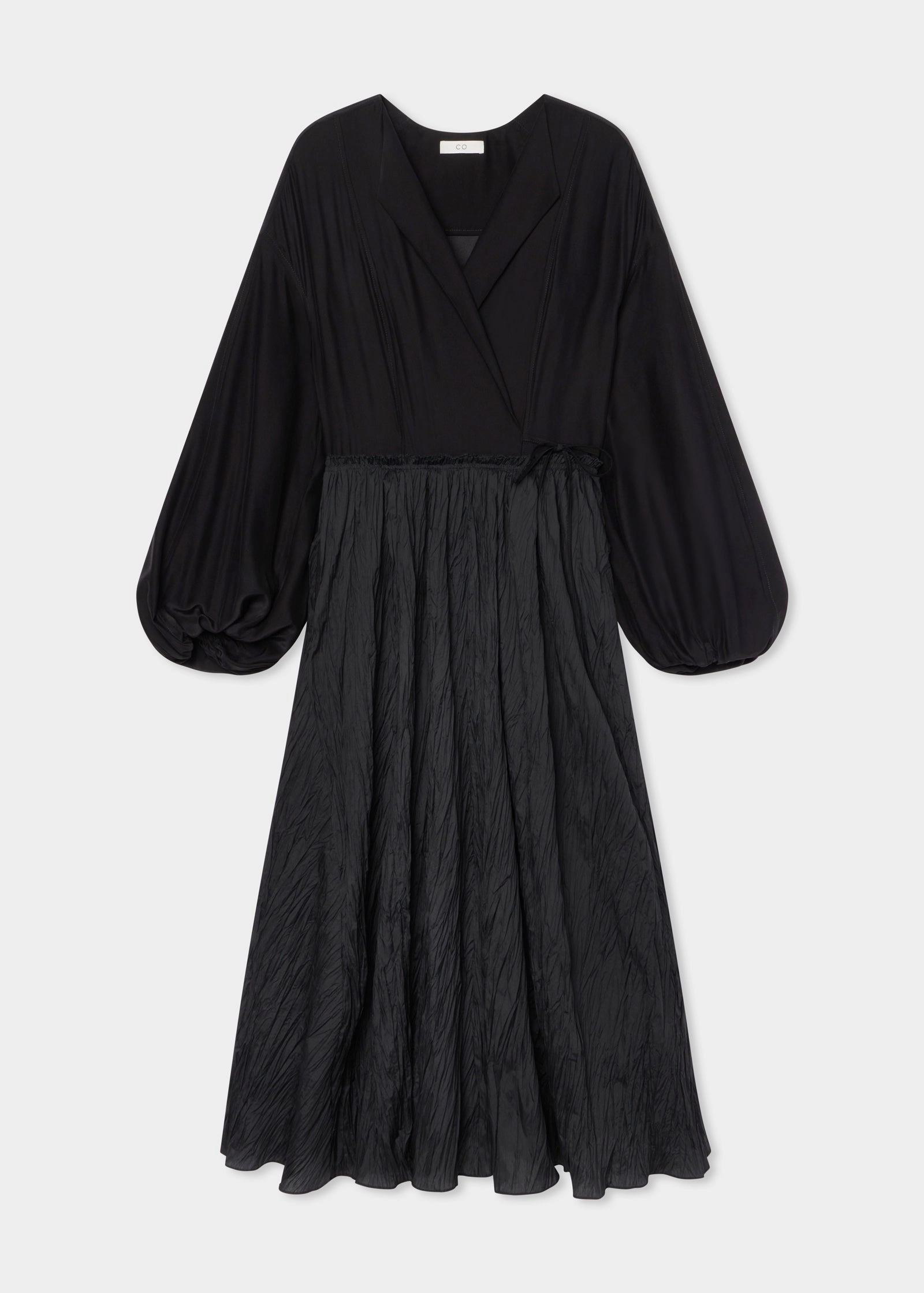 Plissé Wrap Dress - Black