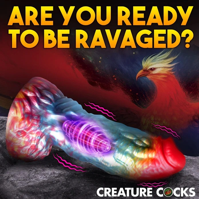 RAINBOW PHOENIX VIBRATING SILICONE DILDO