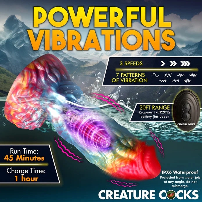 RAINBOW PHOENIX VIBRATING SILICONE DILDO
