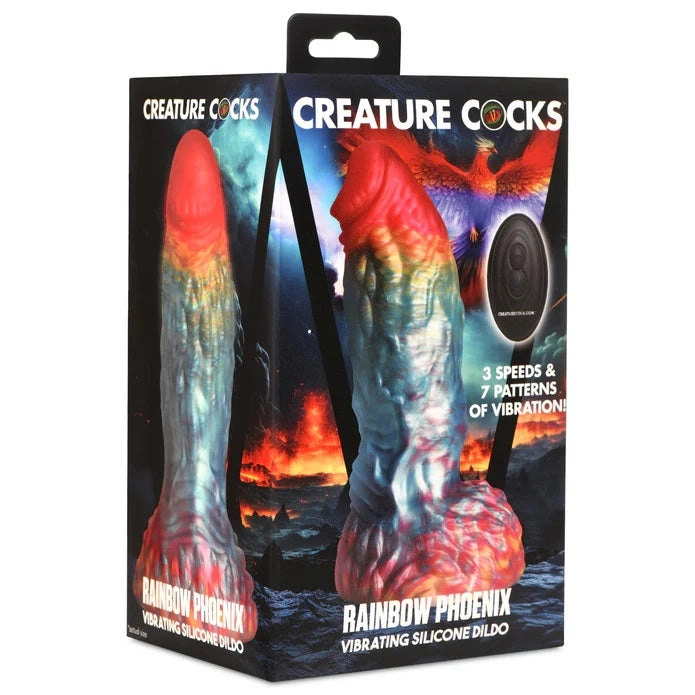 RAINBOW PHOENIX VIBRATING SILICONE DILDO