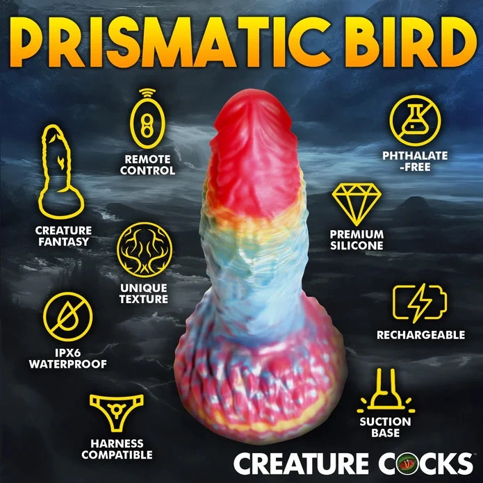 RAINBOW PHOENIX VIBRATING SILICONE DILDO