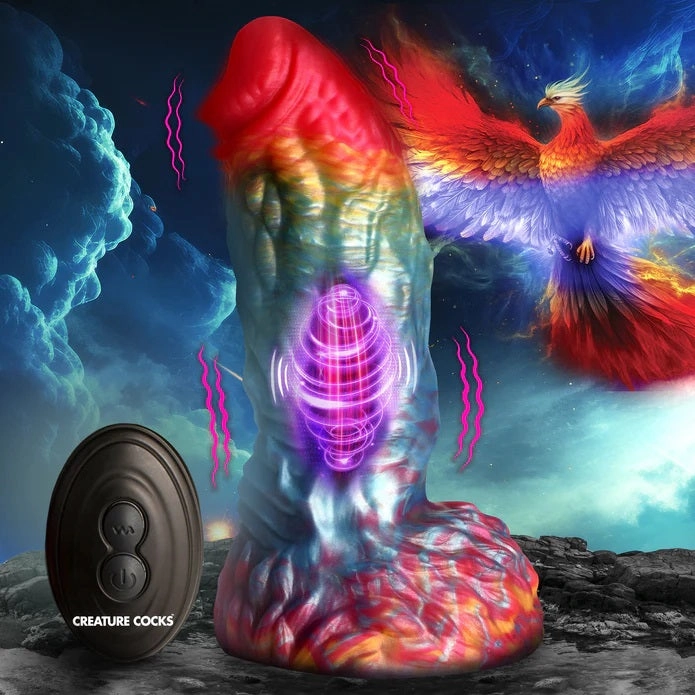 RAINBOW PHOENIX VIBRATING SILICONE DILDO