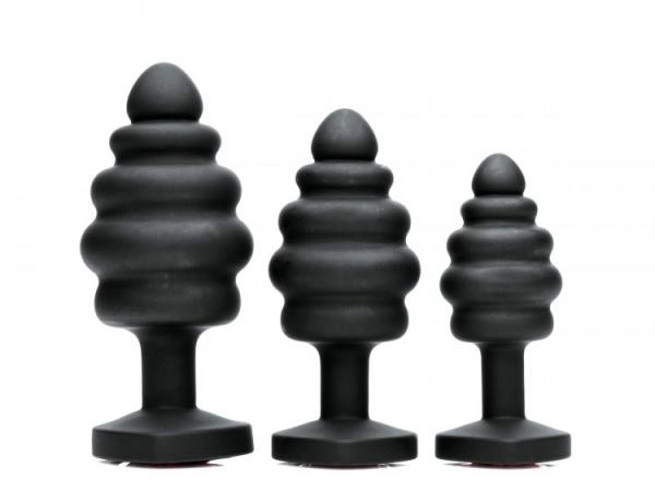 Red Gemstone Heart Silicone Anal Training Kit (3-Piece Set)
