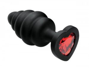 Red Gemstone Heart Silicone Anal Training Kit (3-Piece Set)