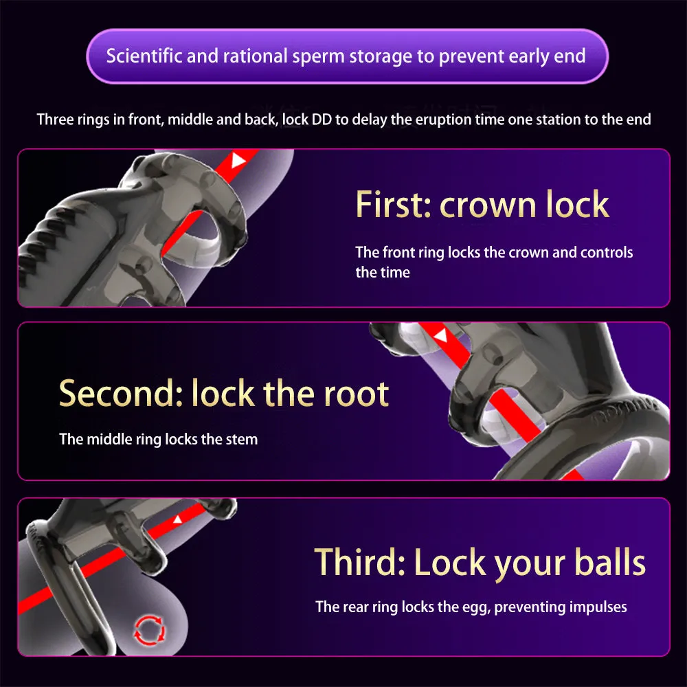 Reusable Penis Sleeve with Vibrators Flexible Glans Penis Enlarger Extender Delay Ejaculation