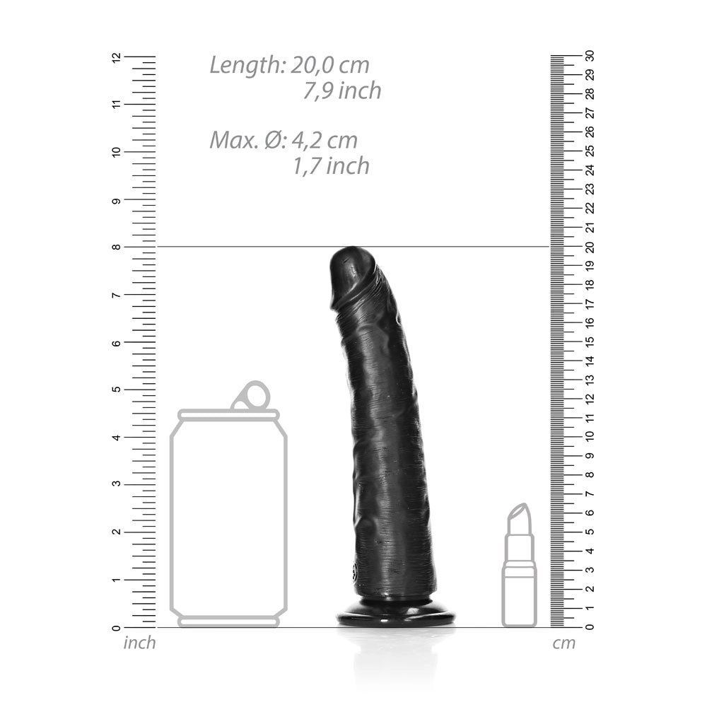 Shots Real Rock Realistic Slim Dildo 7 Inch - Black