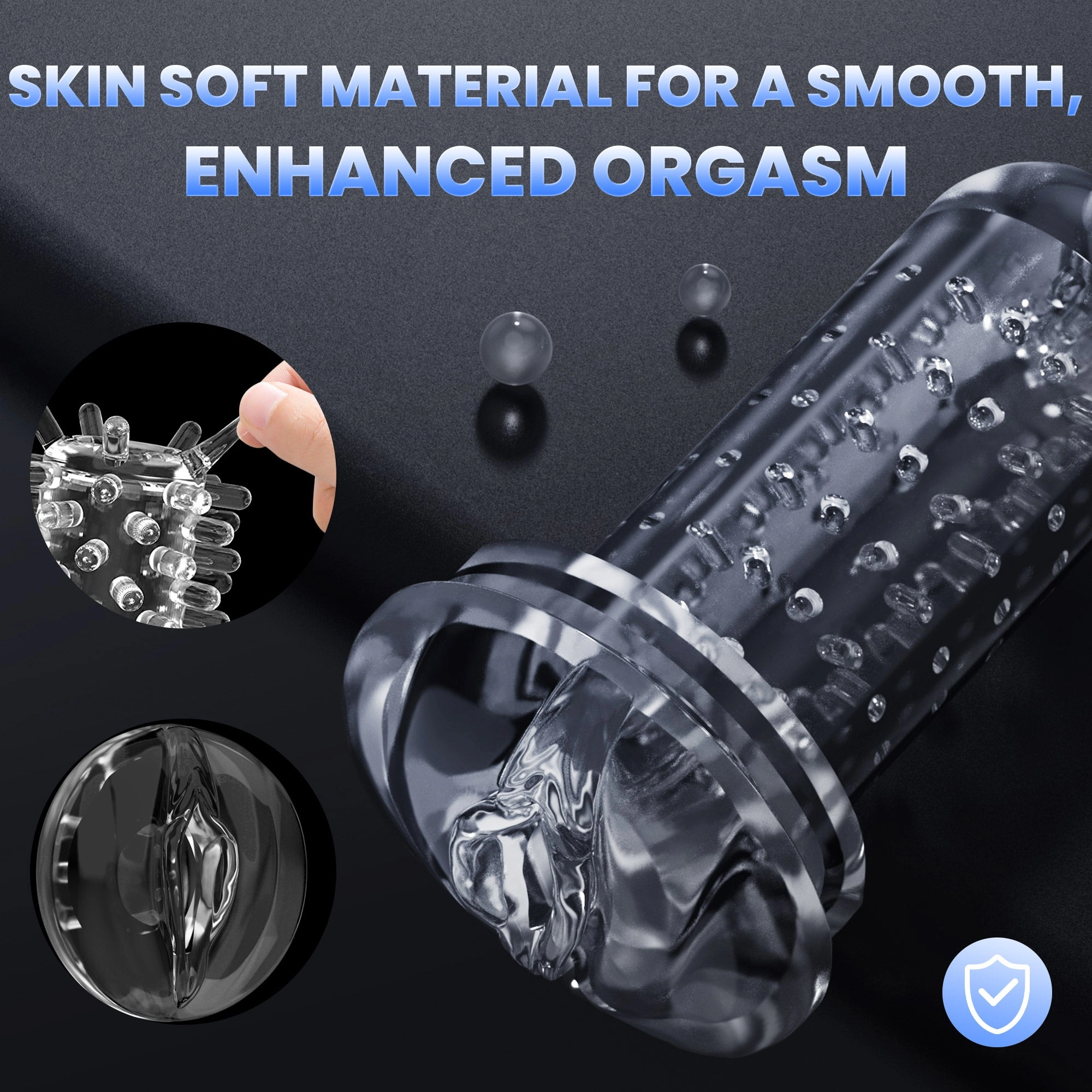 Stroking & Vibration Male Masturbator with Massaging Beads