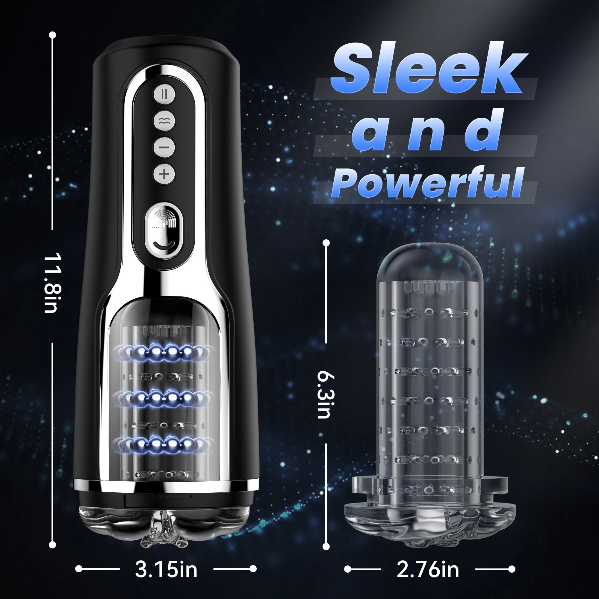 Stroking & Vibration Male Masturbator with Massaging Beads