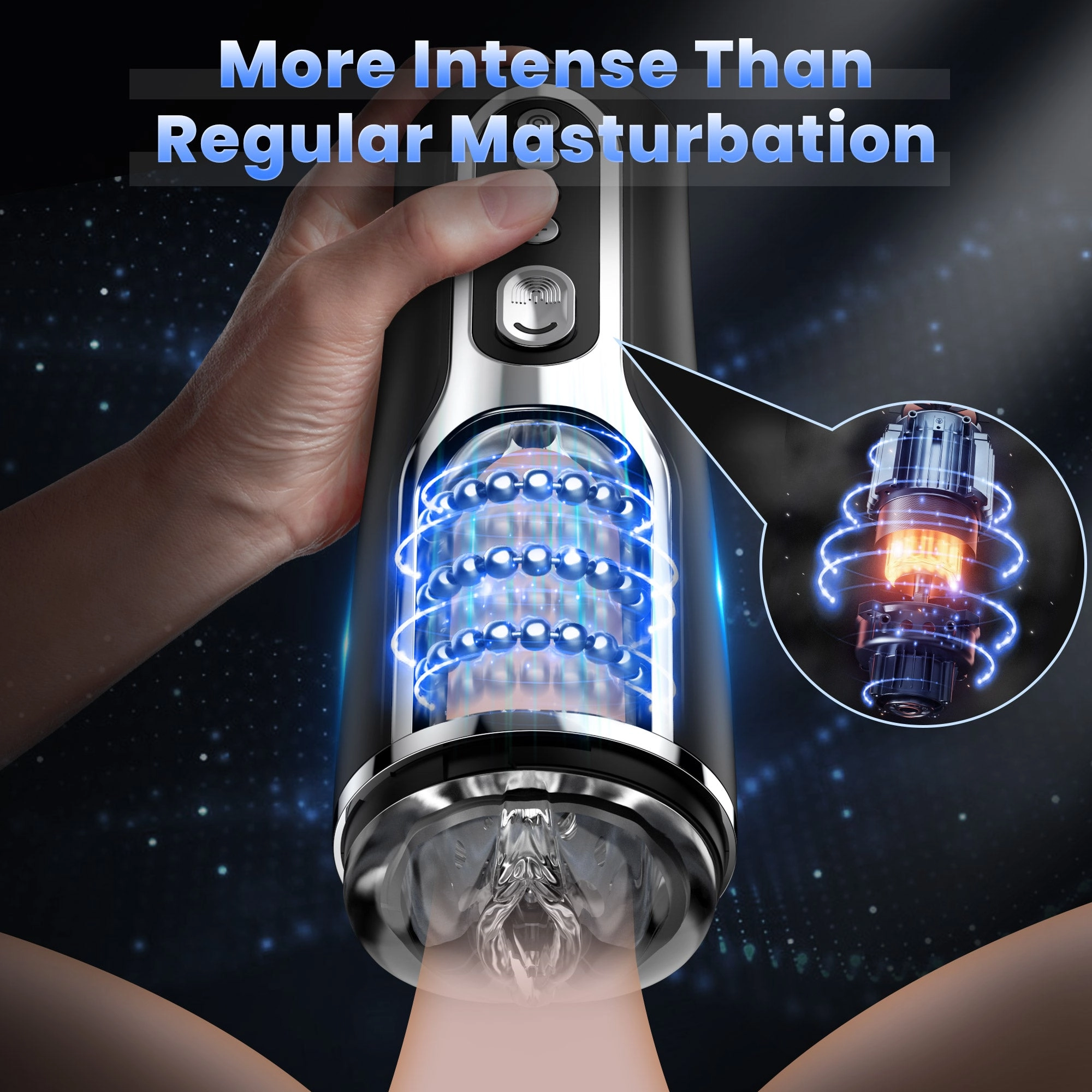 Stroking & Vibration Male Masturbator with Massaging Beads