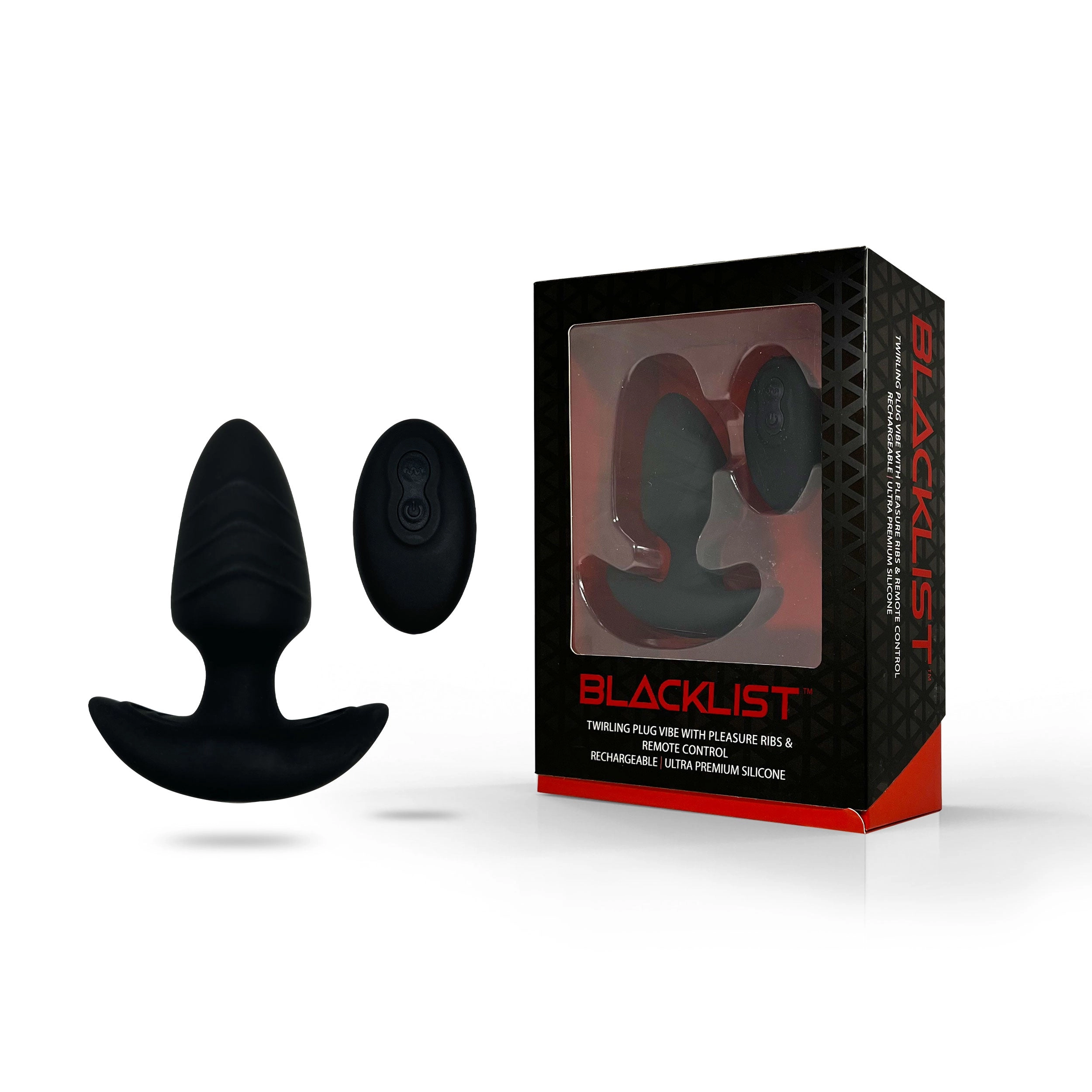 The Blacklist Pleasure Ribbed Twirling Vibration Anal Plug With Remote