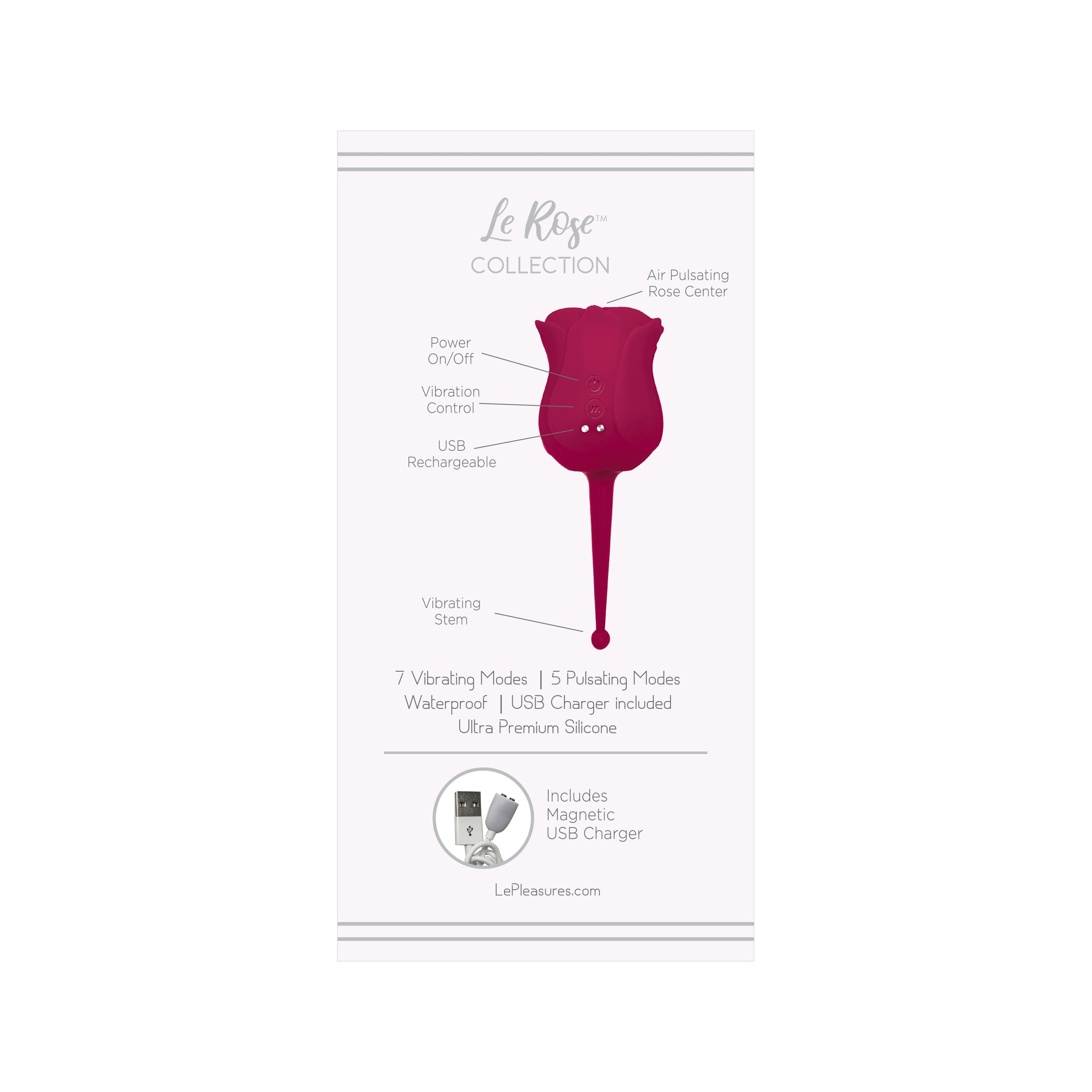 THE LE ROSE COLLECTION STIM AIR PULSATION VIBRATING MASSAGER - CERISE