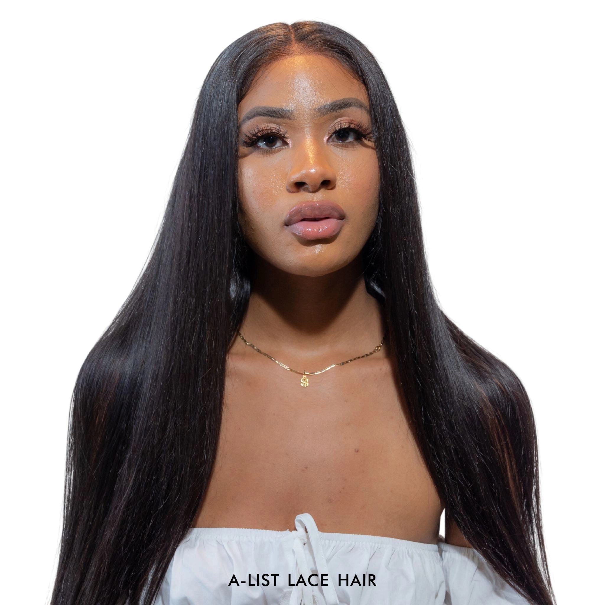 The NAOMI Silky Straight Glueless HD Lace Front Wig – Pre-Plucked Virgin Hair Wig
