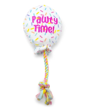 ThoozyPet Birthday Plush Balloon with Rope Dog Toy